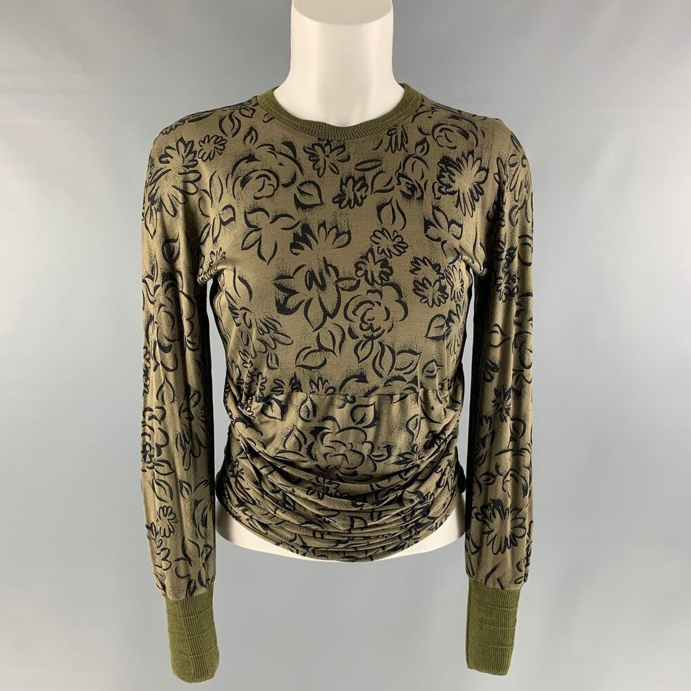 GIANNI VERSACE Size S Green and Black Viscose & Silk Abstract Pullover